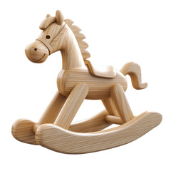 Charming Wooden Rocking Horse for Kids on a white background.