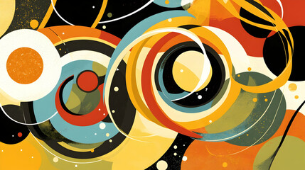 Obraz premium Abstract geometric background with vibrant colors and swirling patterns.