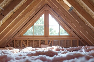 Cross Section View of Attic Showing Insulation Types for Optimal Energy Efficiency