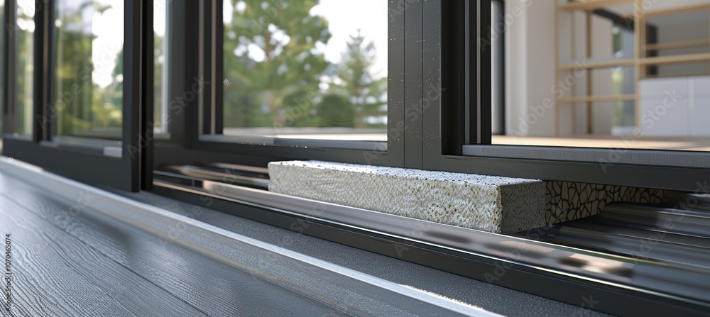 Poster energy efficient triple glazed window with insulation layers for sustainable design use