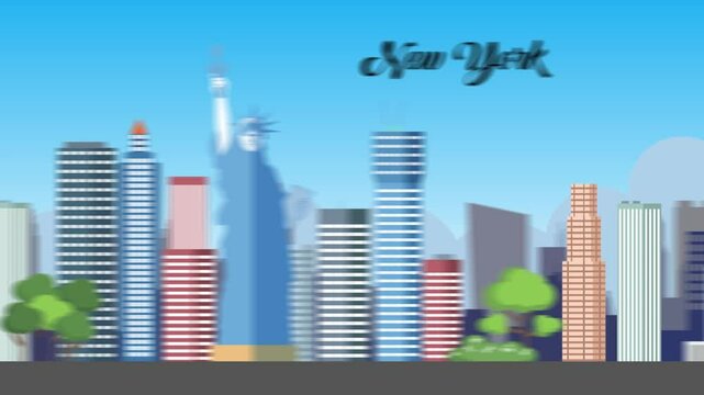Animation of famous building of important city around the world