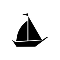 Black ship icon Black ship logo. Vector illustration of a ship m having black sails, on a white background.