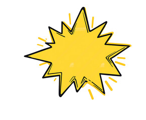 A yellow and red comic book speech bubble with a white interior and a black outline on a white background. Generative AI