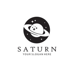 Fototapeta premium monochrome design of planet saturn with stars isolated on white background