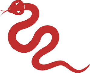 Fototapeta premium Chinese New Year Snake Zodiac Sign vector. Red Snake Illustration for Chinese New Year svg. lunar new year. Transparent Background .