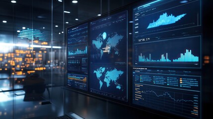 Obraz premium Real-time data displayed on digital boards, showing live inventory levels and order status for efficient management