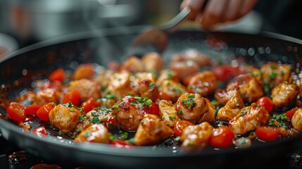 Healthy Lifestyle . Harvard Healthy Eating Plate . close-up shot of person preparing lean protein meal, their expression conveying sense of knowledge and care for healthy cooking.