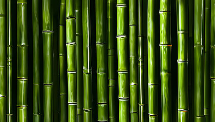 Obraz premium Close-up of Lush Green Bamboo Stalks in Natural Habitat