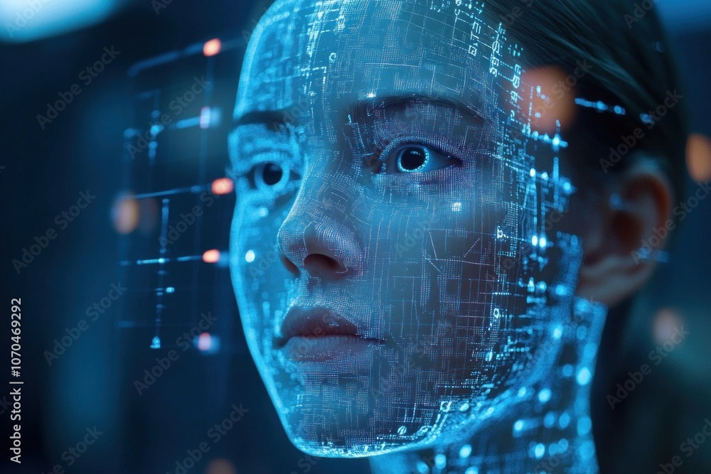 Aufkleber ai trainer teaching an ai system to recognize images, surrounded by data samples
