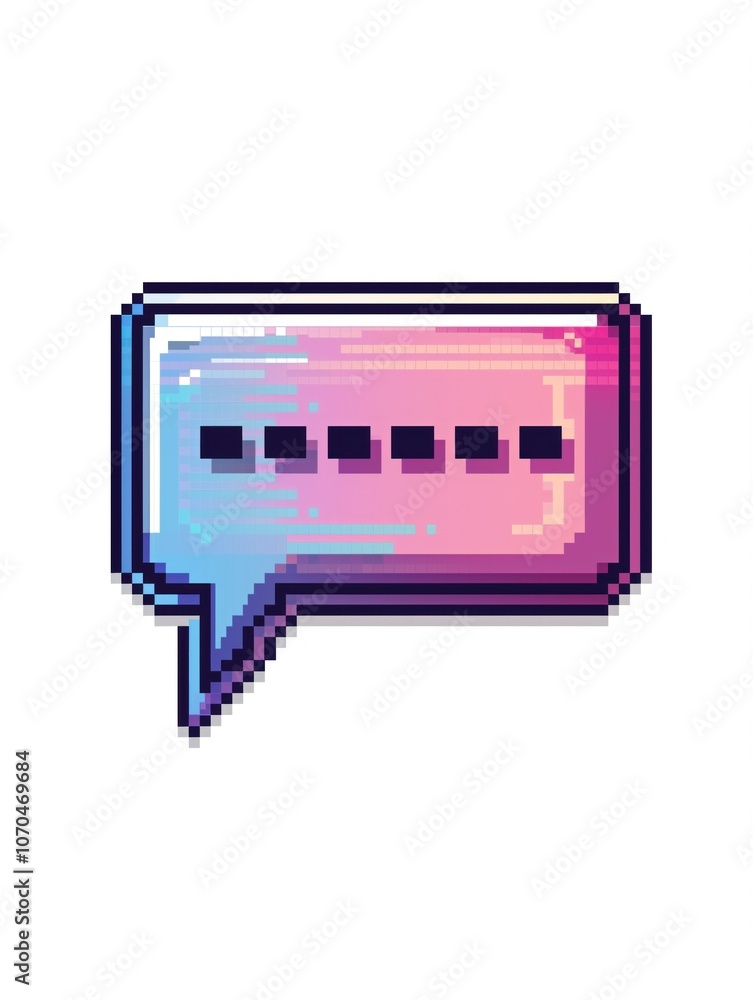 Poster colorful pixel speech bubble icon in retro gradient style