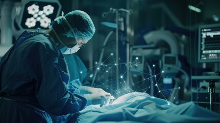 Advanced surgical procedure with innovative technology in a modern operating room