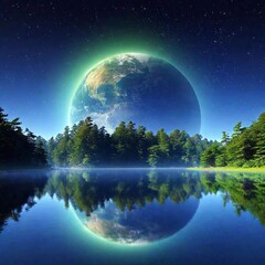 terraformed world in a distant star system, with lush forests and sparkling oceans stretching as far as the eye can see.