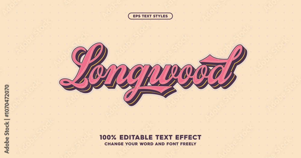 Poster longwood: classic and timeless text effect with a natural touch. editable vector style for versatile