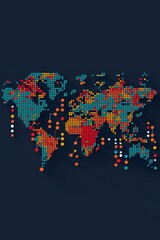 World map with Braille country names, global accessibility, flat design illustration