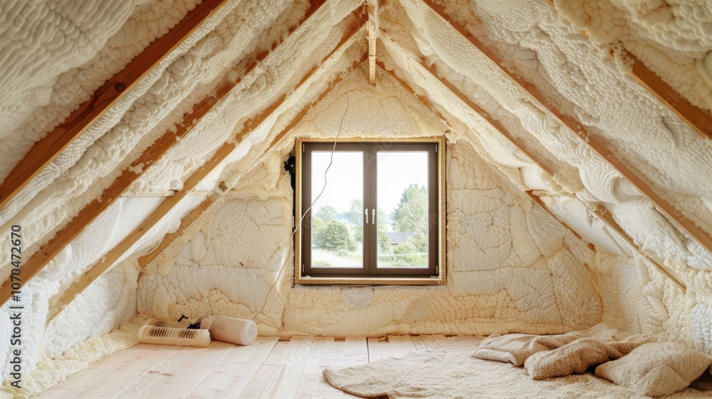 Poster step-by-step guide to installing attic insulation for energy efficiency