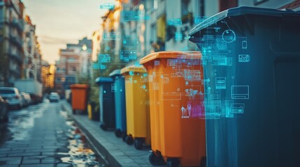 Smart Waste Management System, innovative IoT sensors monitor bin fill levels, enhancing collection efficiency, reducing costs, promoting sustainability in urban environments