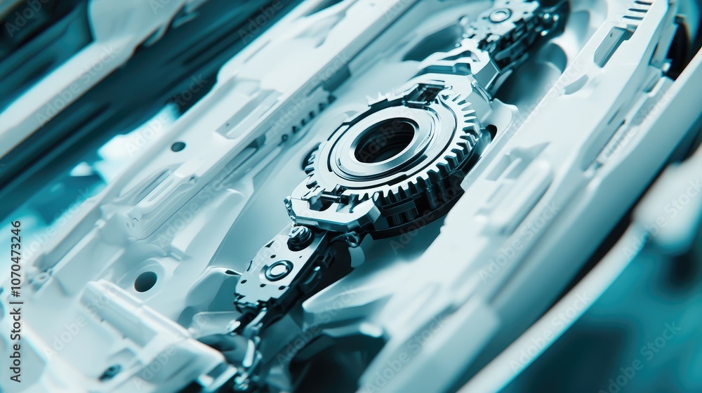 Poster intricate close-up of mechanical gears and components