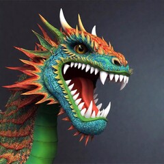 Naklejka premium dragon's mouth, captured during a performance with tilt-shift focus on the ornate teeth and tongue, vector art illustration
