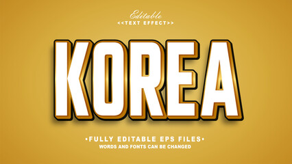 editable 3d korea bold  text effect.typhography logo