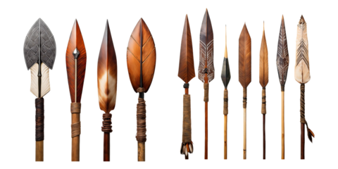 Traditional Spear Designs for Cultural Art Projects, PNG collection, set bundle, isolate on transparent or white background