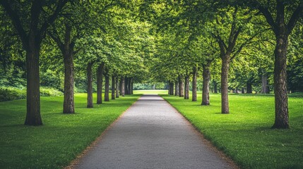 Obraz premium Lush Green Pathway in a Tranquil Park Setting