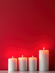Scandinavian Inspired Candle Decor on Red Background