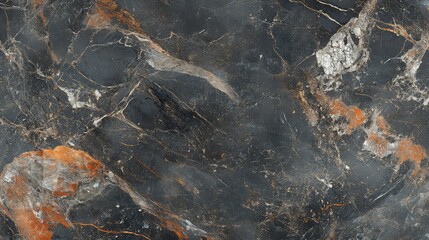 Dark Marble with Orange and Grey Veins for Design Use