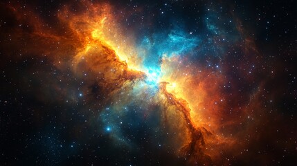 Fototapeta premium Colorful nebula cloud shining in the deep space with million stars
