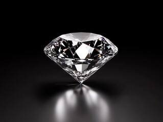 A diamond on a black background with a reflection
