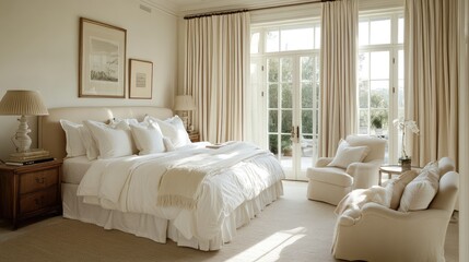 Fototapeta premium Serene and Elegant Bedroom Retreat