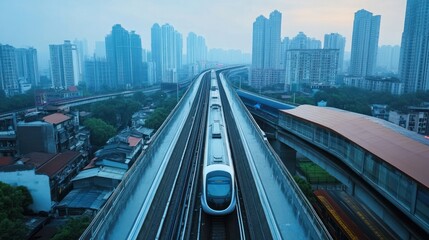 Fototapeta premium High-speed rail integration with urban transport systems, ensuring seamless city connections