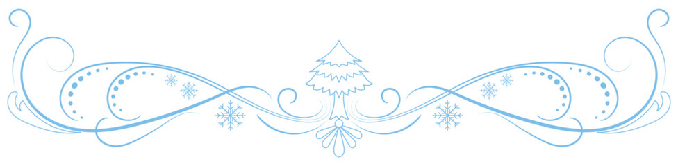 snowflakes christmas elements vintage lines frame edges corners blue winter card