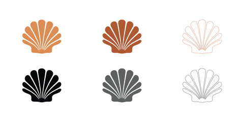 Detailed Sea Shell Vector Illustration with outline