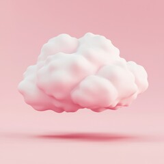 A fluffy, stylized cloud floats against a soft pink background, creating a whimsical and dreamy aesthetic that evokes calmness.