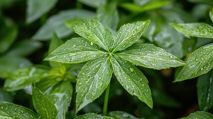 Close-up of a green leaf with water droplets. (2)