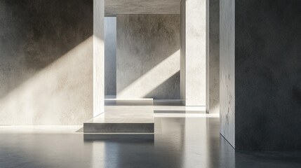 Modern Architectural Space with Light and Shadow Effects