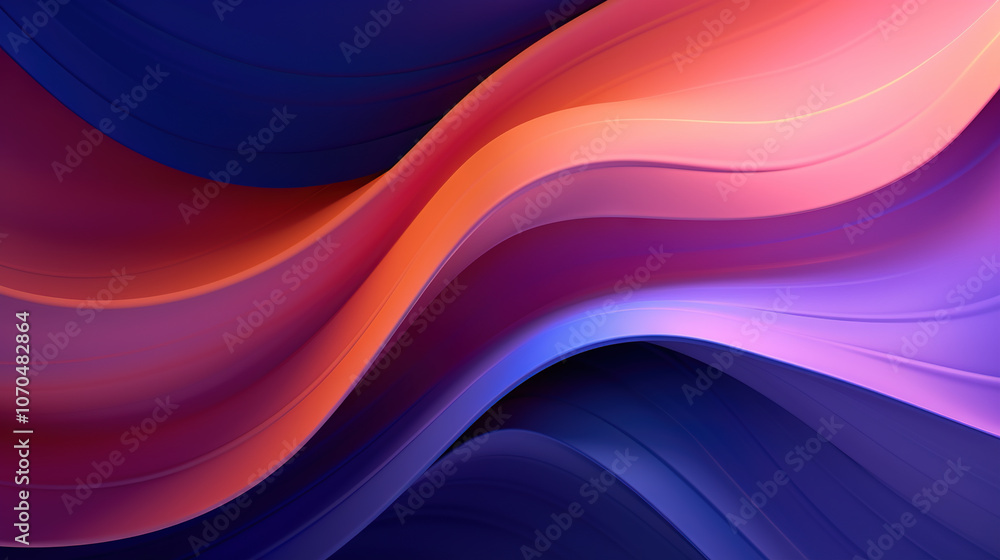 Poster vibrant abstract blue and purple waveform with fluid motion and colorful gradients