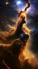 Obraz premium Pillars of creation in eagle nebula messier 16 glowing in cosmic dust and gas clouds