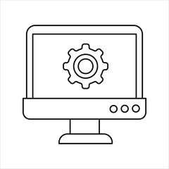 Settings  line icon with white background vector stock illustration