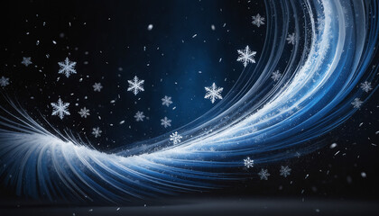 Blue snowflake swirls on a dark background