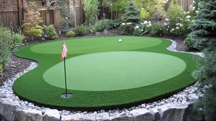 Beautiful Home Golf Putting Green in Garden Setting