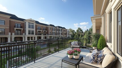 Modern Balcony Overlooking Residential Development