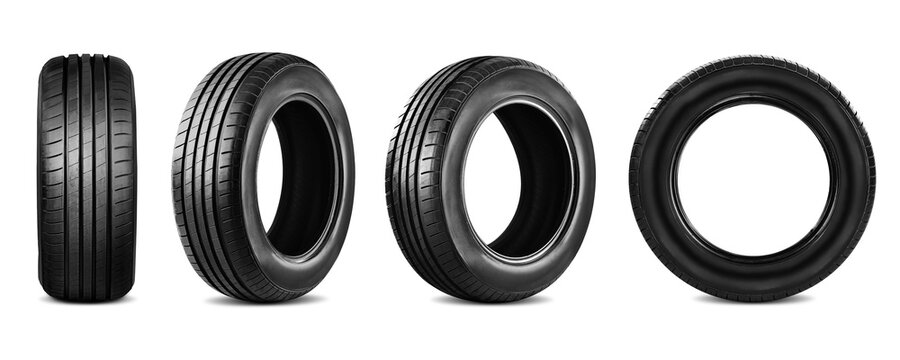 car tire set photo isolated on white background.