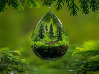 Tiny Forest Encased in Droplet of Water