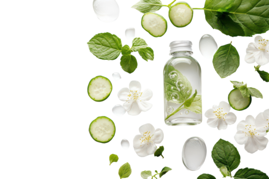 K-Beauty Essences With Hydrating Nourishing Ingredients Isolated On Transparent Background on transparent background