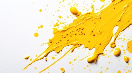 Bright Yellow Paint Splash on White Background