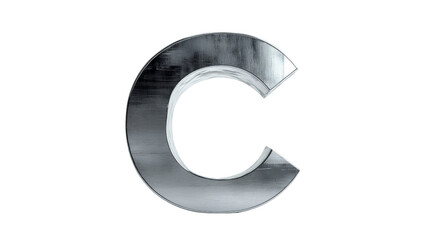Silver Metal Letter C 3D Render.