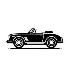 Classic Convertible Car Vector Icon - Vintage Cabriolet Silhouette for Retro Auto Design