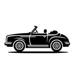 Classic Convertible Car Vector Icon - Vintage Cabriolet Silhouette for Retro Auto Design