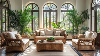 Cozy Wicker Living Room
